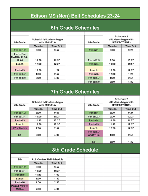 bell schedule